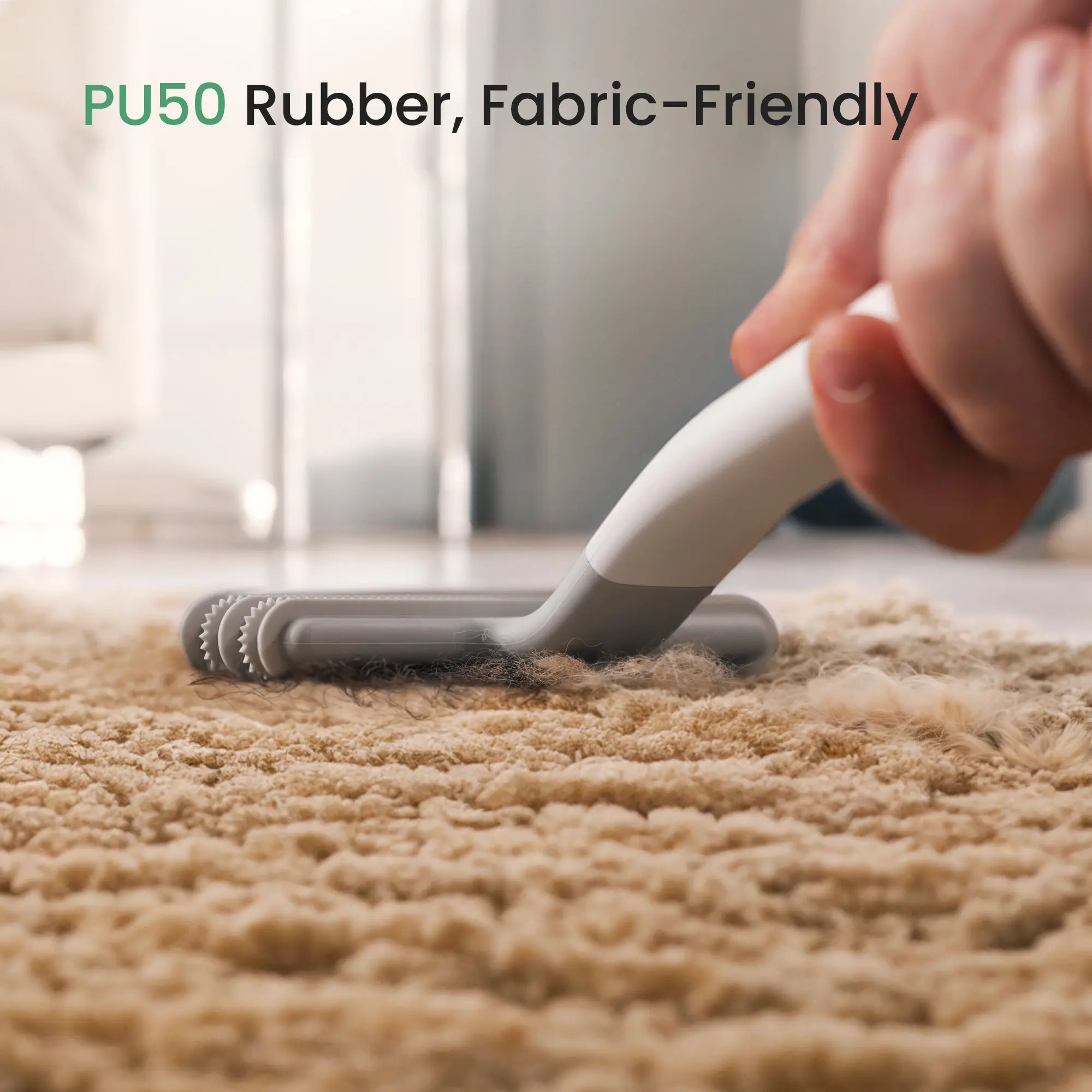 dancemoon Layer Brush with PU50 rubber, a fabric-friendly material designed for efficient carpet cleaning without causing damage.