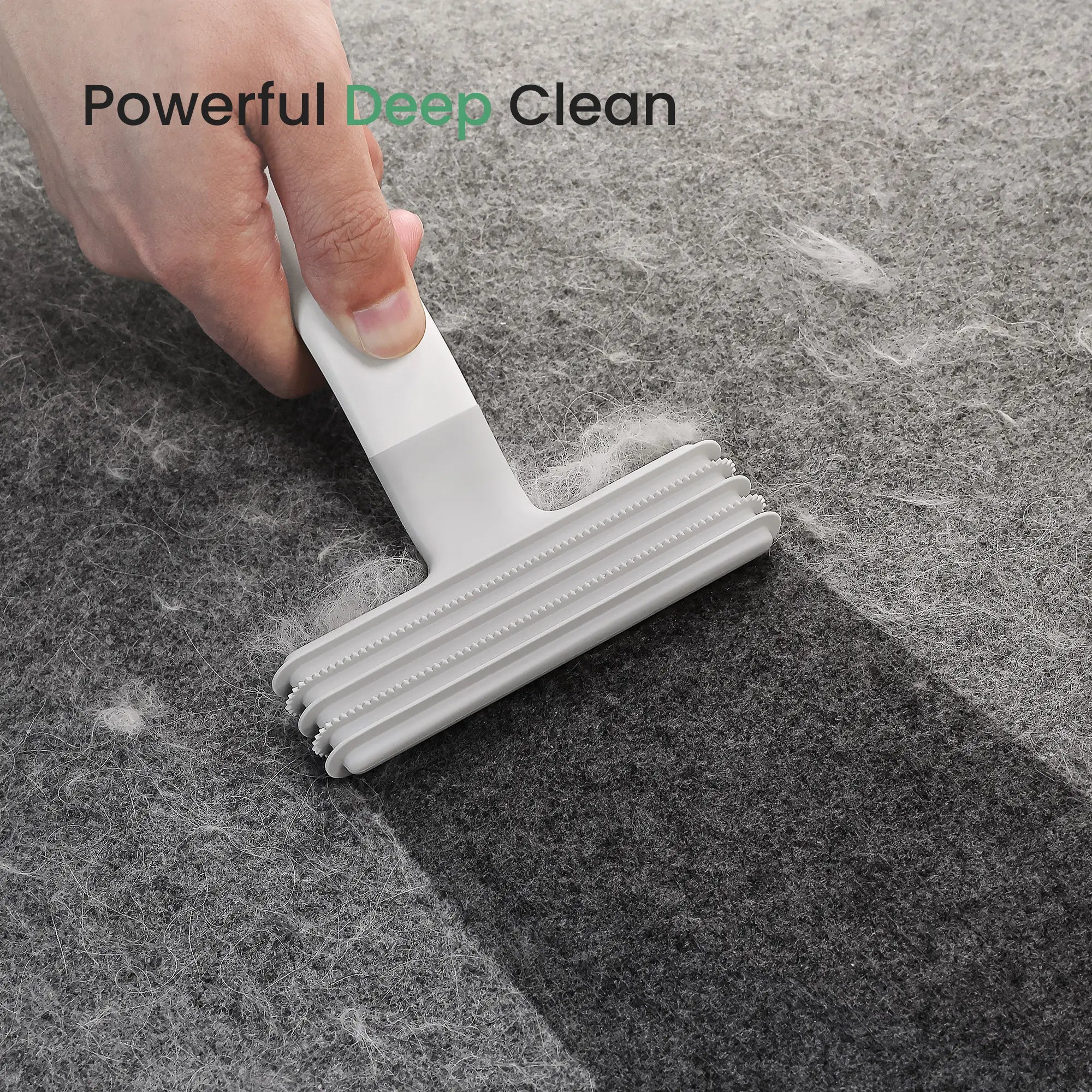 dancemoon Layer Brush powerful deep clean, effectively raking cat hair from a carpet.